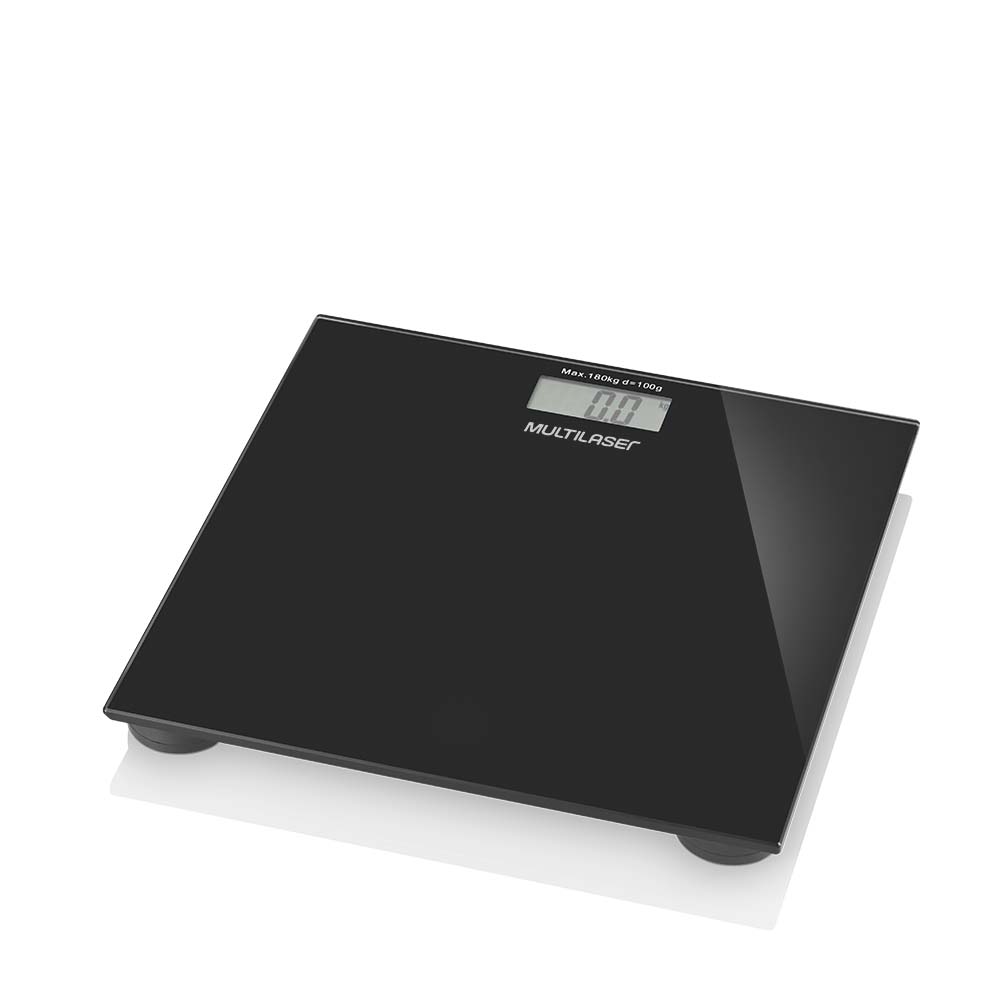Balança Digital Digi-Health Pro Vidro Temperado Resistente Suporta 180kg Preta Multilaser - HC022