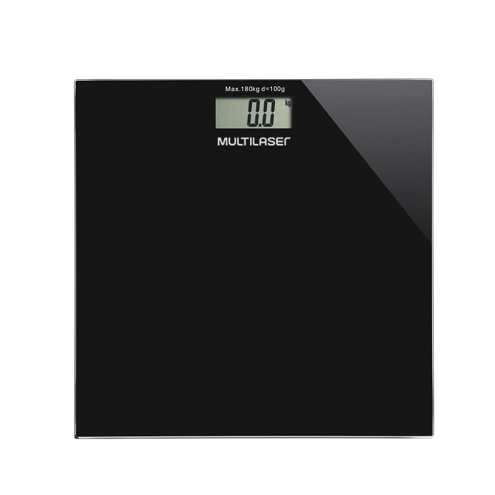 Balança Digital Digi-Health Pro Vidro Temperado Resistente Suporta 180kg Preta Multilaser - HC022