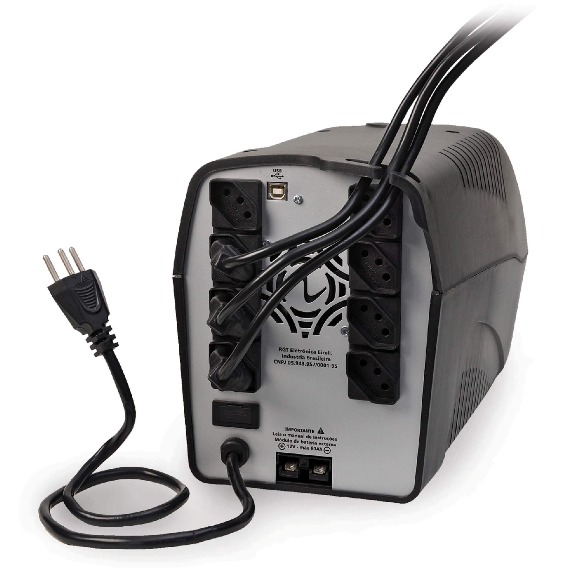 Nobreak Ragtech 2000VA CBUTI 20NEJ4222 Easy Jet Preto Trivolt 8 tomadas Sensor de temperatura